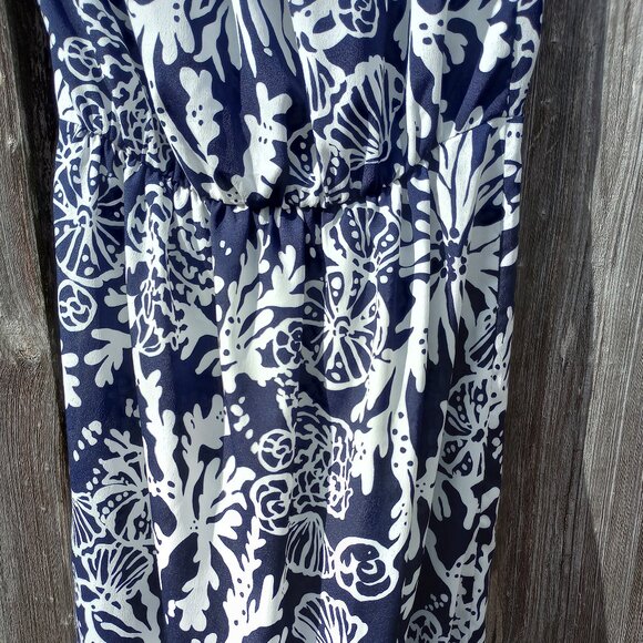 Lilly Pulitzer Emmett Maxi In the Groove Navy White Strapless Dress Sz Small - Picture 4 of 6